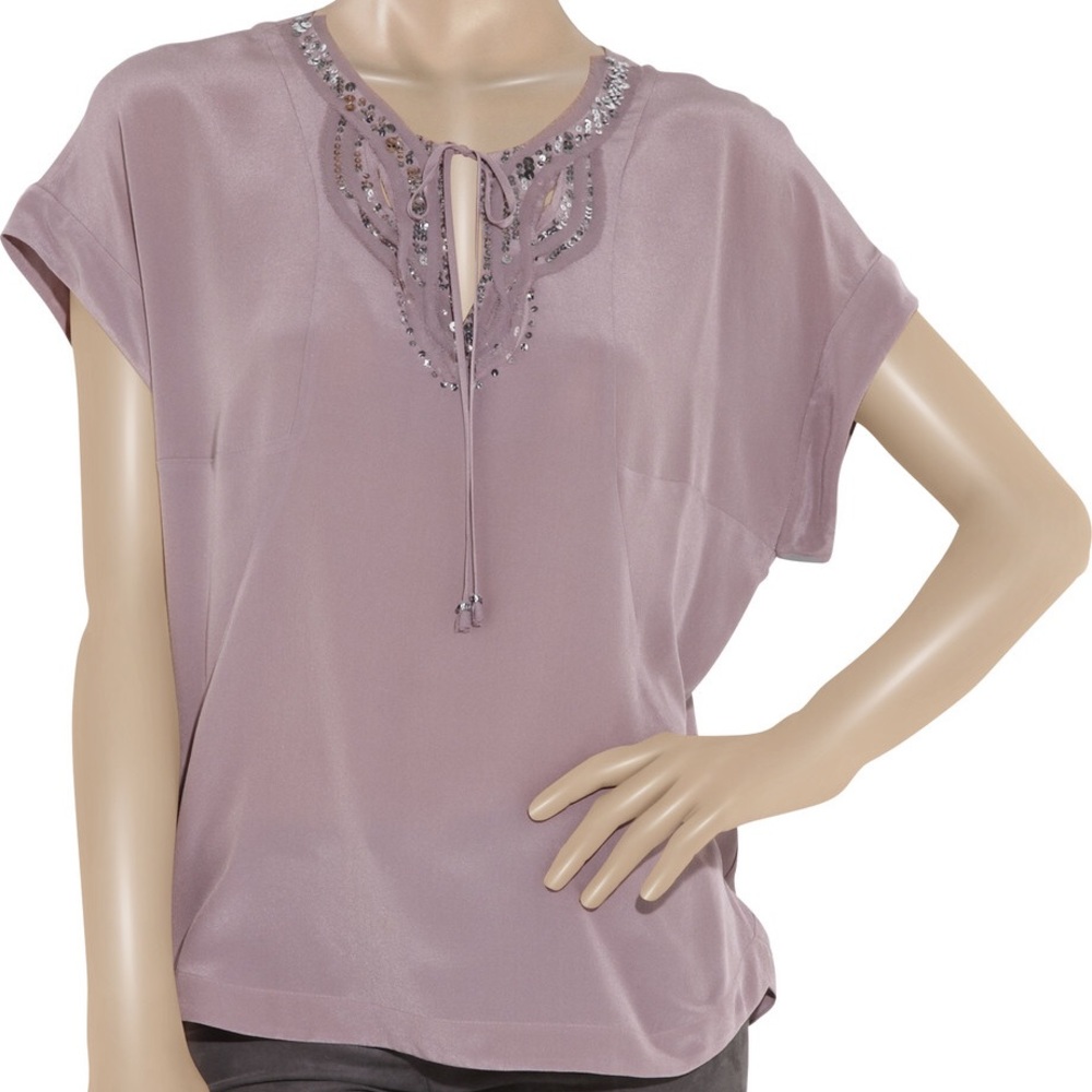 Rebecca Taylor Silk Sequin Top